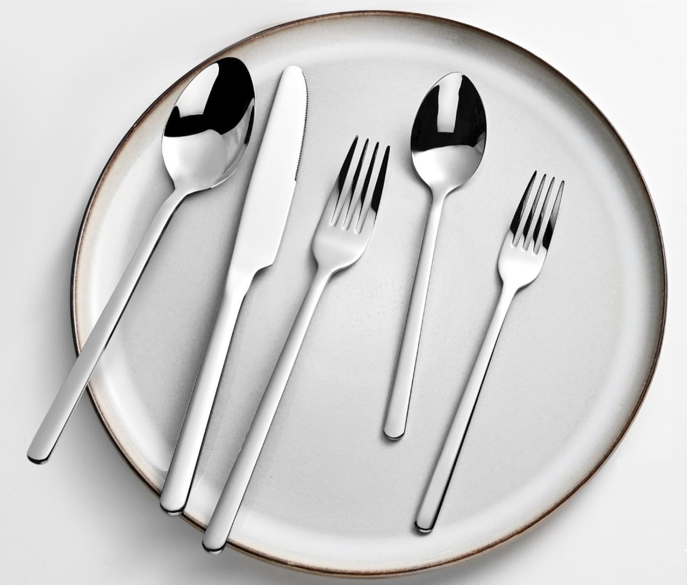 KINGSTONE Silverware Sets, 60 Piece Flatware Set for 12, 18/10 Stainless Steel Cutlery Set Mirror Polished Modern Design Dishwasher Safe