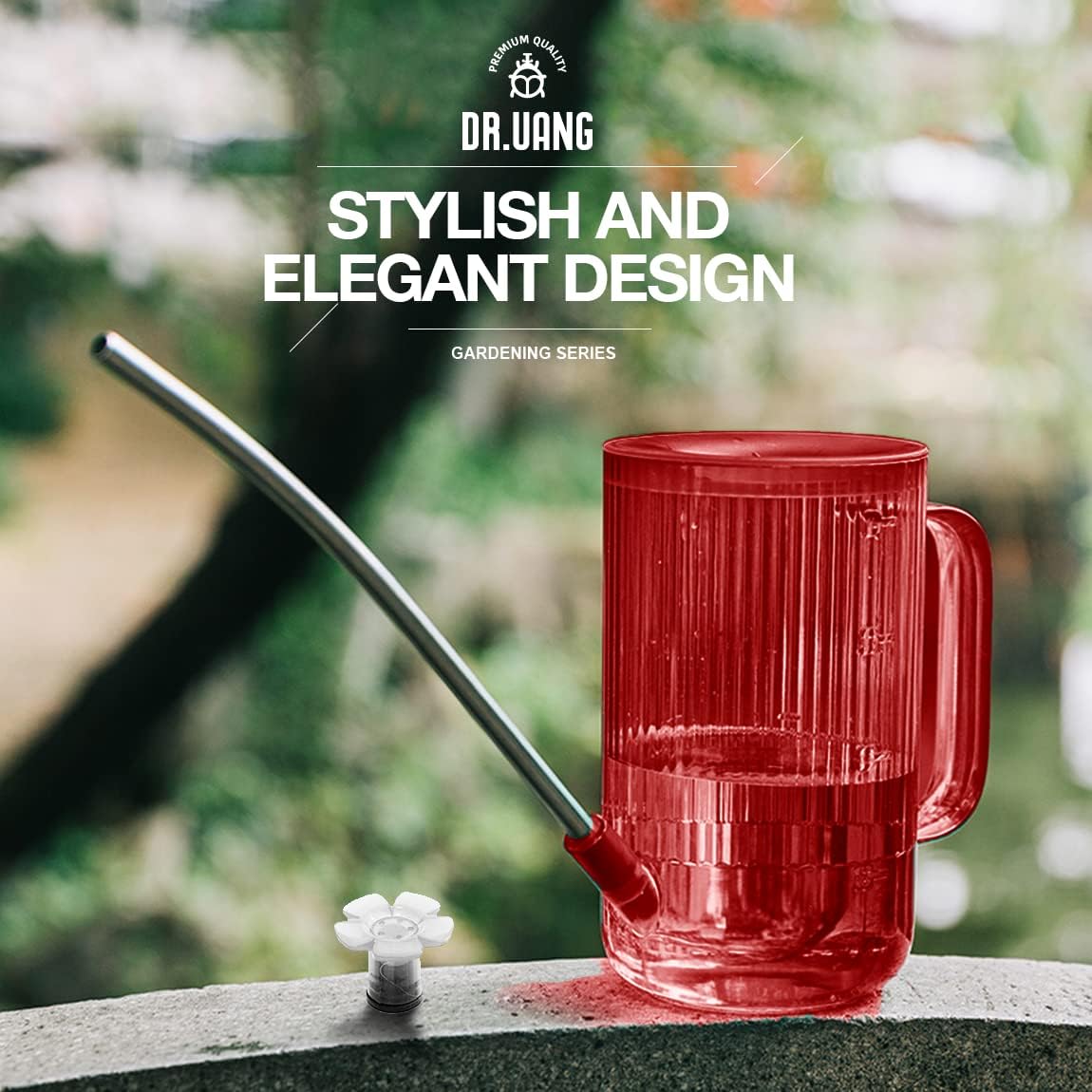 Small Watering Can Indoor Plants with Long Spout (1L, Red)