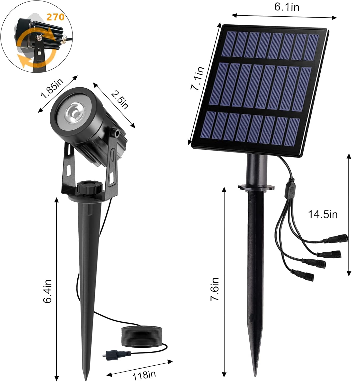 T-SUN RGB Solar Spotlights Outdoor, Halloween Decoration Solar Landscape Spotlights, IP65 Waterproof Color Changing Spot Lights Outdoor Security Wall Lights for Garden, Yard, Driveway, Pool Area(RGB)