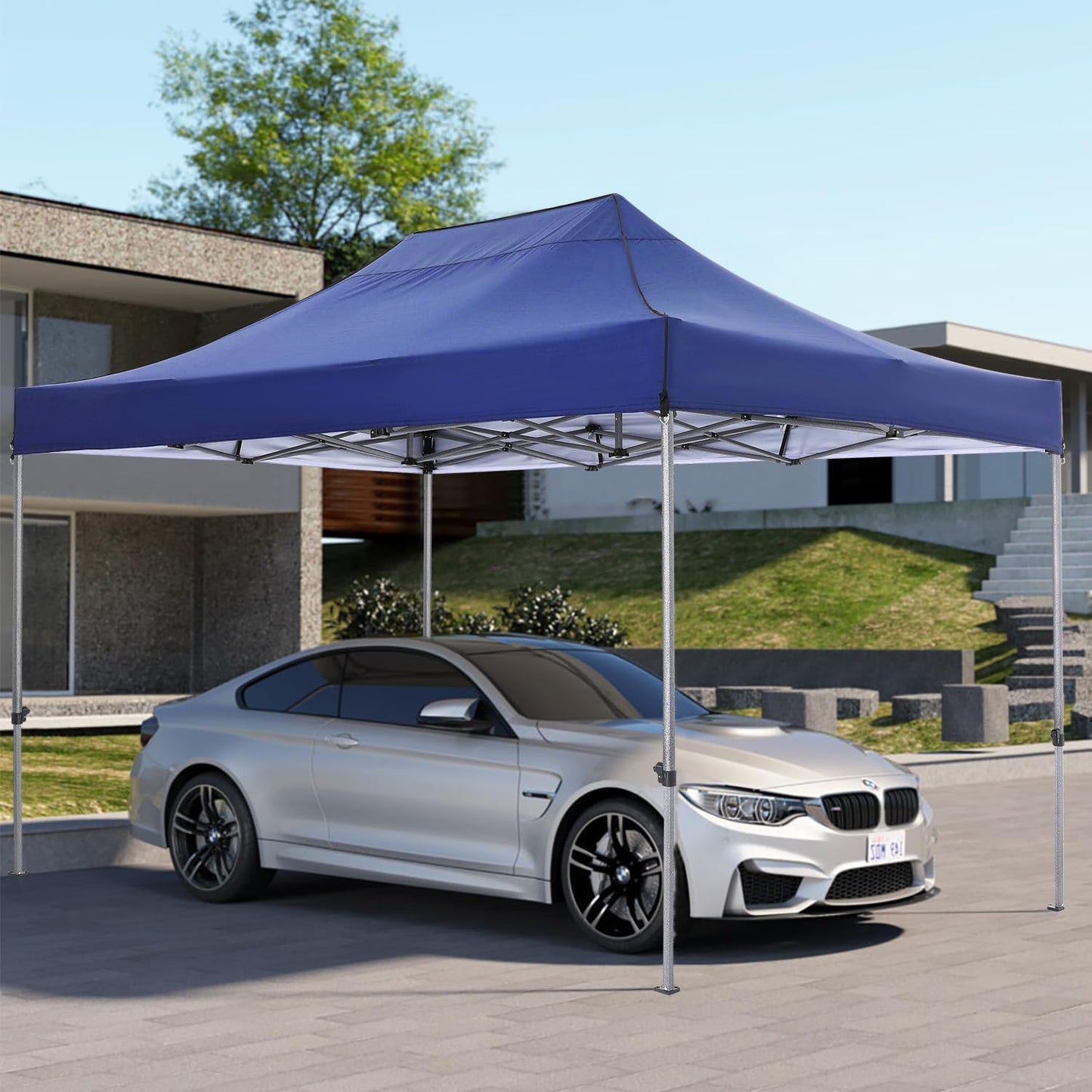 COBIZI 10x15 Heavy Duty Pop up Canopy Tent Easy Up Commercial Outdoor Canopy Wedding Party Tents for Parties All Season Wind & Waterproof Gazebo with Carry Bag, Dark Blue(Frame Thickened)