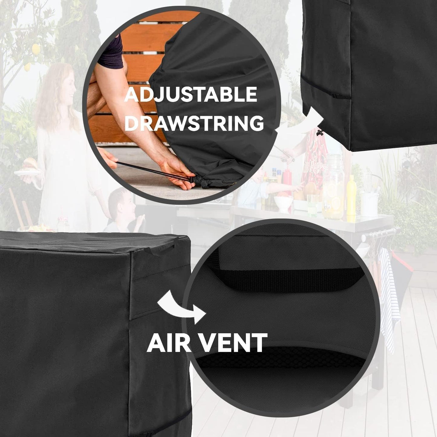 Outdoor Patio Square Table Cover 36 inch Black Heavy Duty Waterproof Cover for Square Slatted Tabletop
