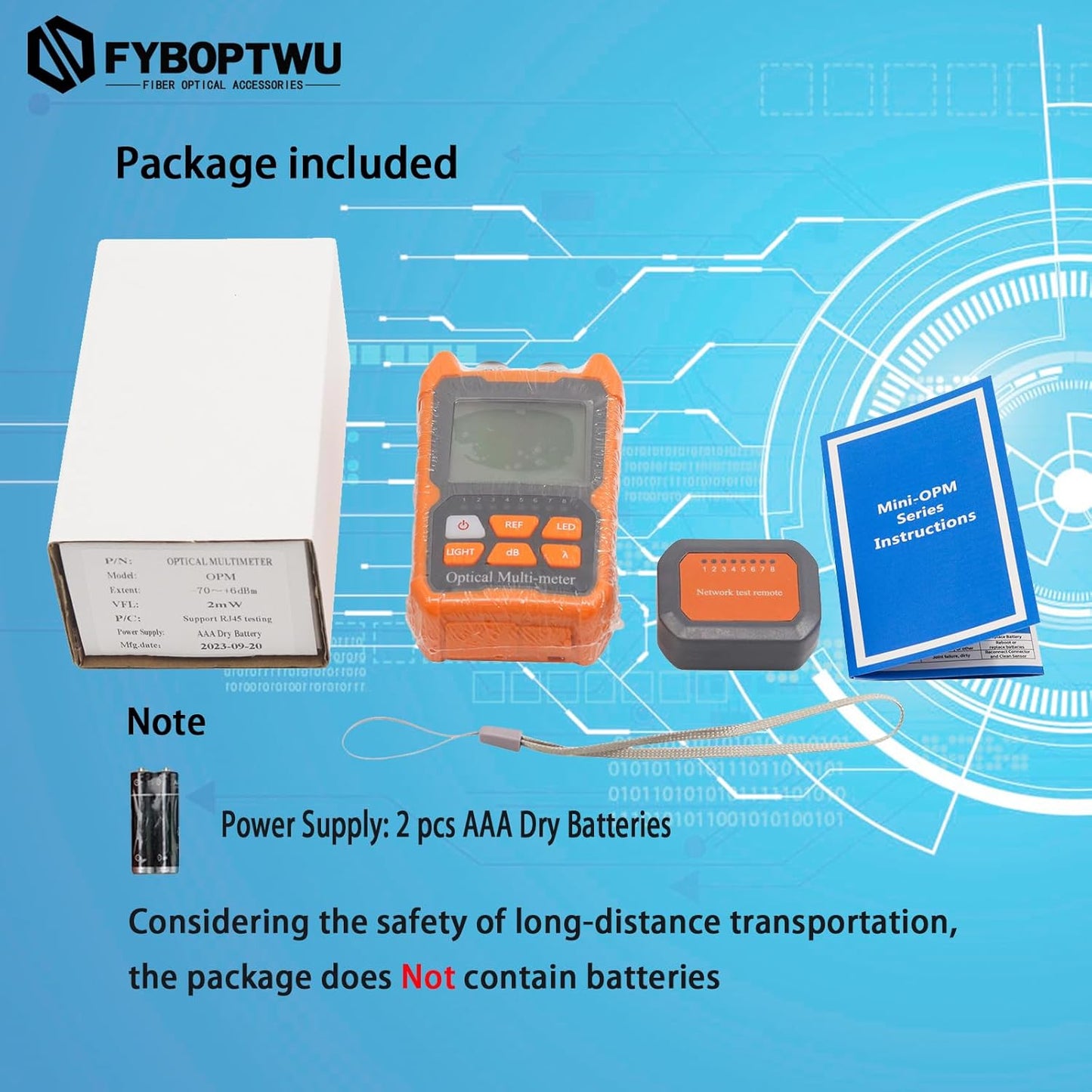 4 in 1 Function Fiber Optic Tester Portable Optical Power Meter (FC/SC/ST) & VFL 2mw Visual Fault Locator & LED, OPM & VF, Range: (-50) dBm ~ (+26) dBm,2pcs