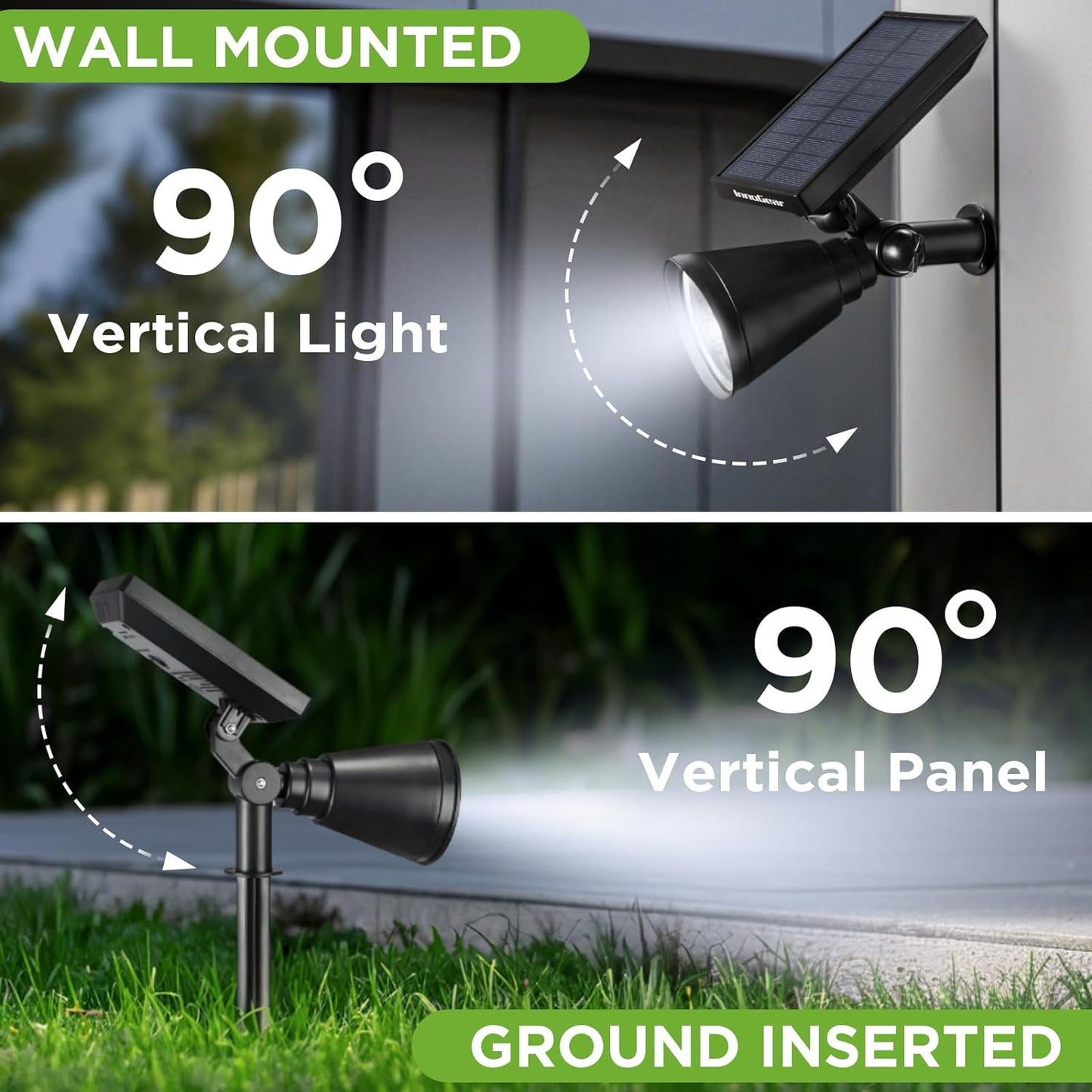 InnoGear Solar Lights Outdoor Lighting Waterproof Landscape Spotlights Uplighting for Outside Flag Garden Trees Yard Pathway Wall Auto On/Off, Pack of 4 (Cool White)