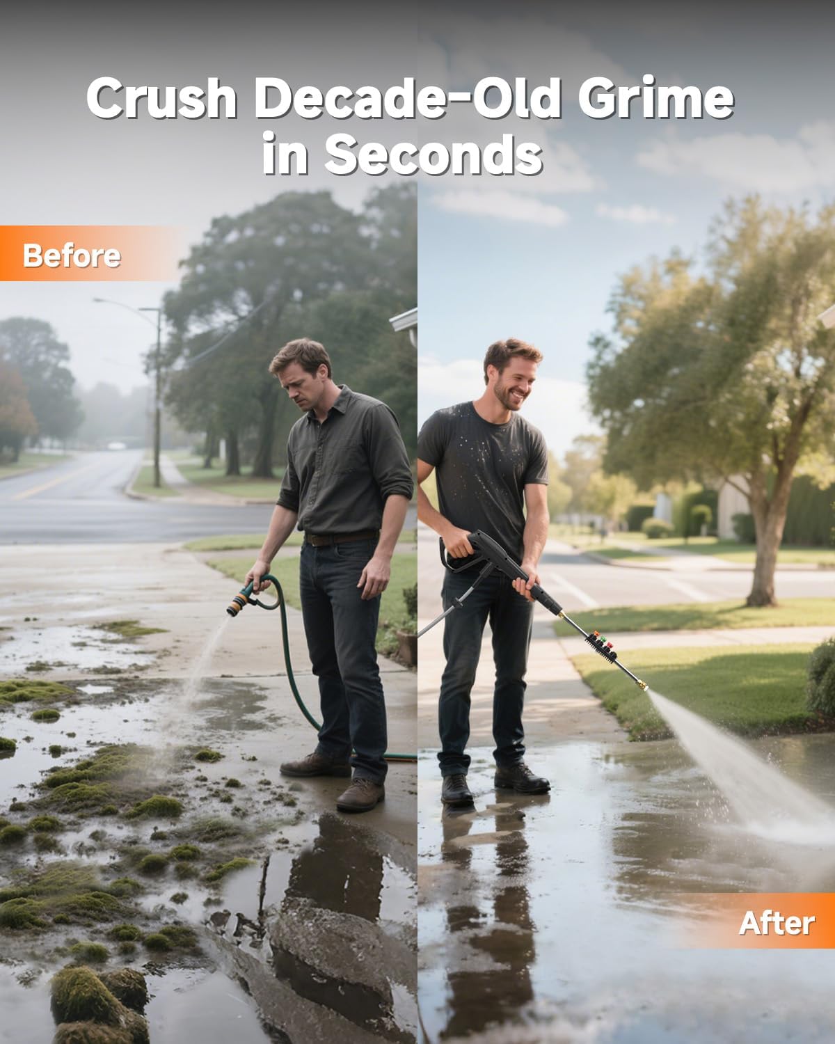 Giraffe Tools Wall Mounted Pressure Washer G30 with Upgraded 1800W Motor, Max 2900 PSI, 2.2 GPM Electric Power Washer with 100ft Retractable Black Pressure Hose, Automatic Rewind, Light Silver