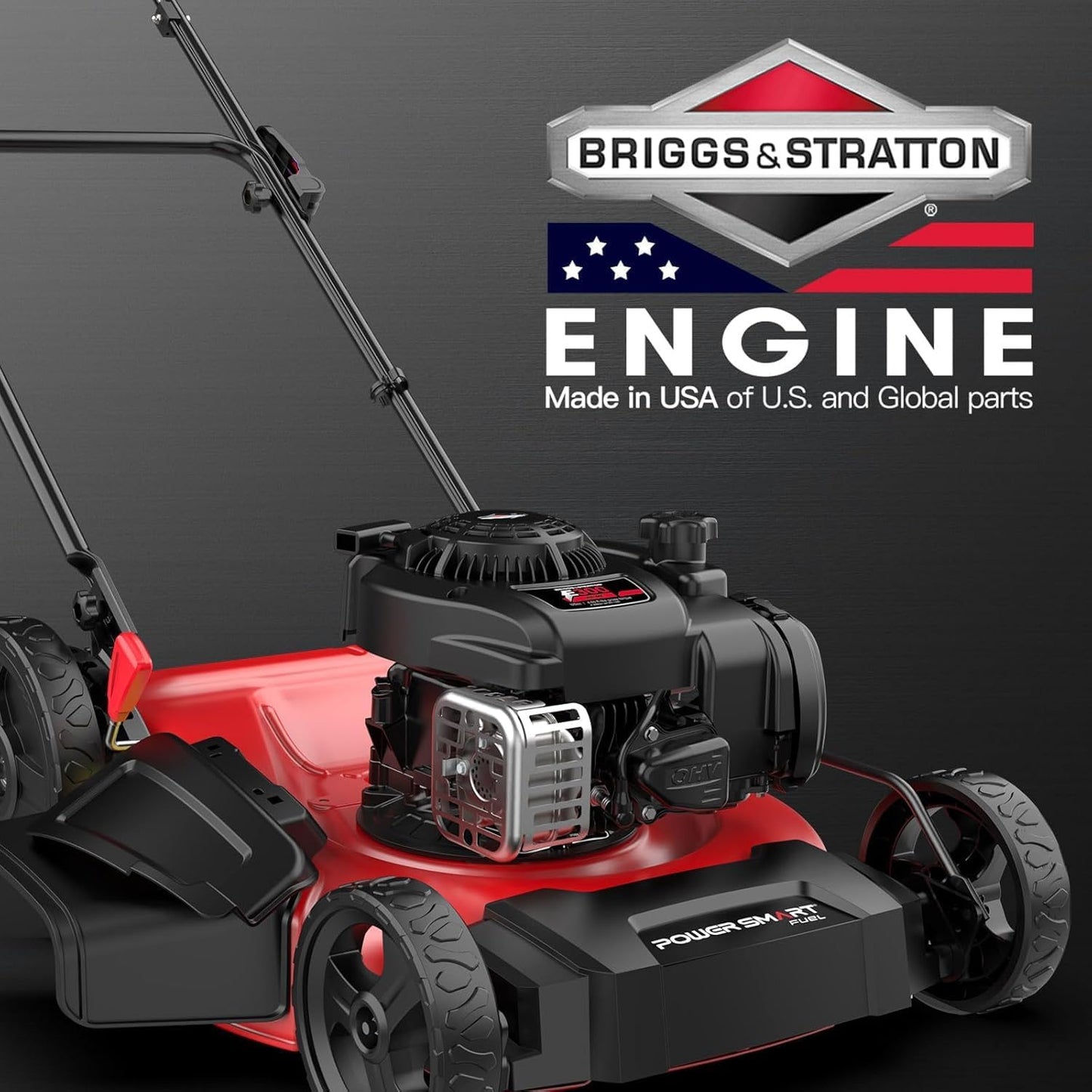 PowerSmart Gas Lawn Mower 21" with B&S 125cc Engine, 2-in-1 Mulching and Side Discharge, Easy Assembly & Lightweight, Cordless Push Lawn Mowers for Garden Yard