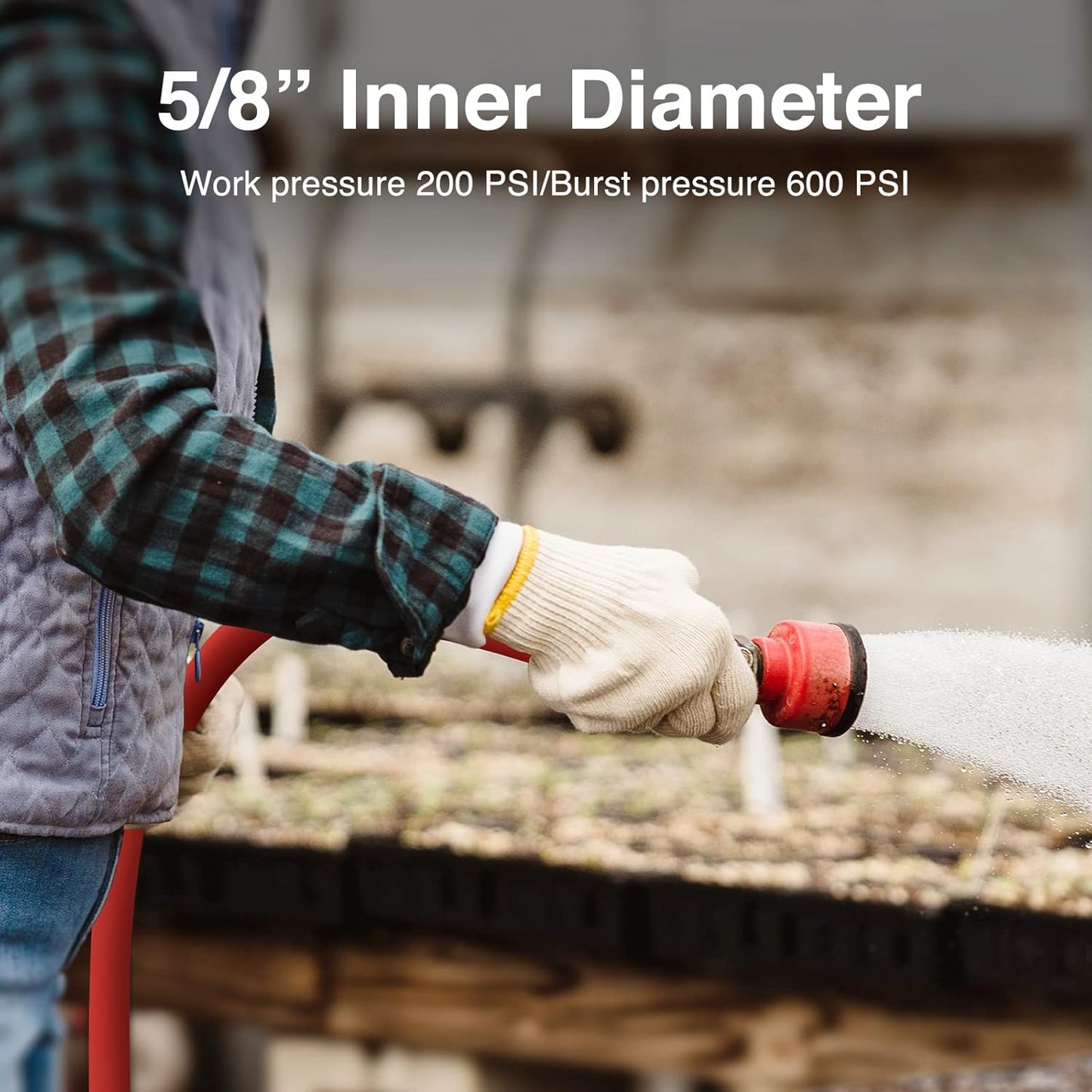 5/8" Hot/Cold Garden Water Hose 125 ft, -50℉-190℉,Flexible & Lightweight With 3/4" Brass Fittings for Yard, Outdoor, Farm, Red
