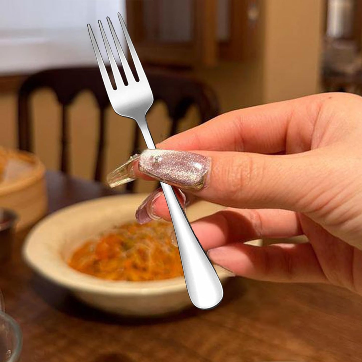 Salad Forks Mirror Polished Stainless Steel Dessert Forks Set, Silverware Dishwasher Safe Use for Home Kitchen Party Restaurant- Set of 12, 6.9 Inches