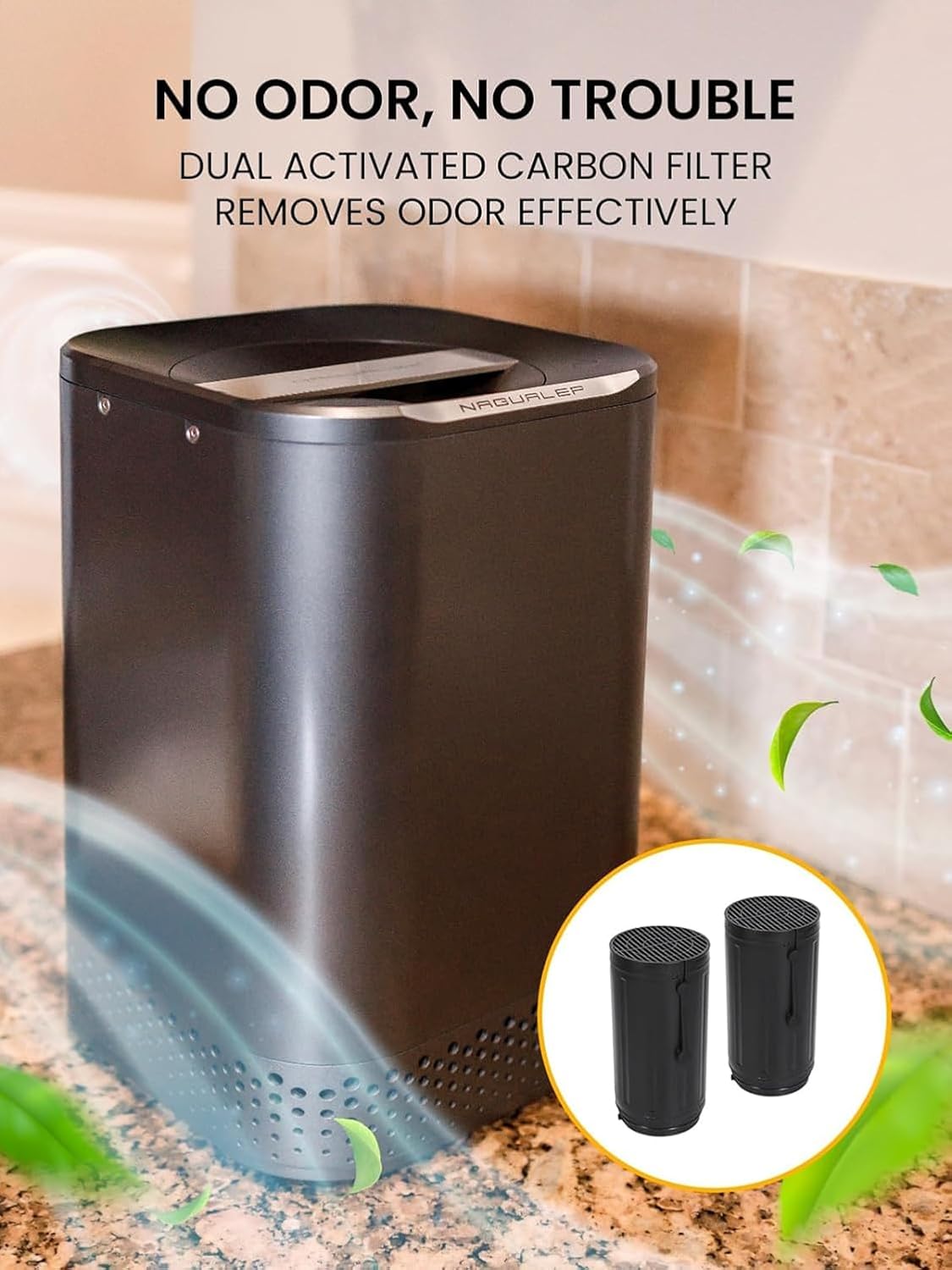 Nagual Electric Kitchen Composter, Indoor Mill Grinder Food Recycler Bin, 0.66gal/Odorless/Low Noise/Auto-Stop, Countertop Disposer Turn Food Waste into Fertilizer
