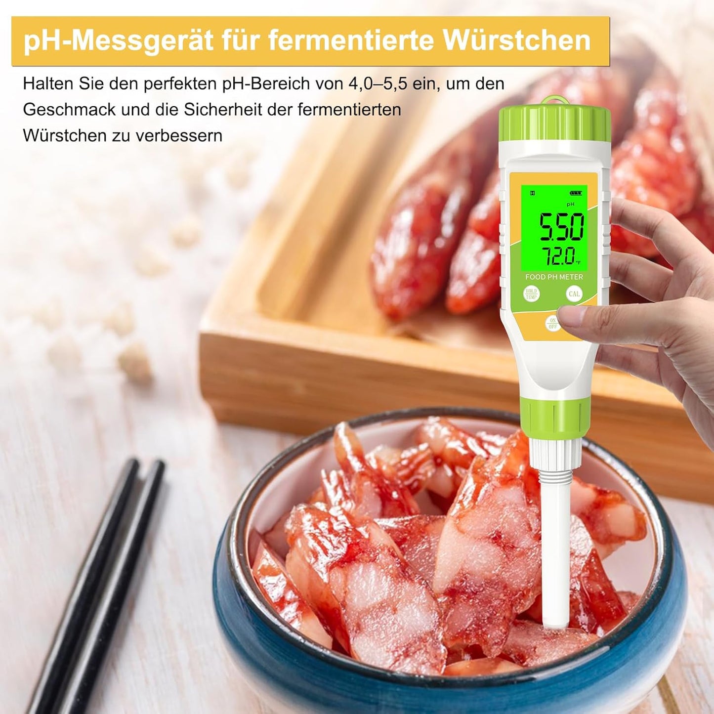 Digital pH Meter for Food, 0.01 Resolution High Accuracy Food pH Tester with Backlit LCD Display and ATC for Meat, Bread, Canning, Brewing, Cheese, Solid Sampling, Soft Soil and Water