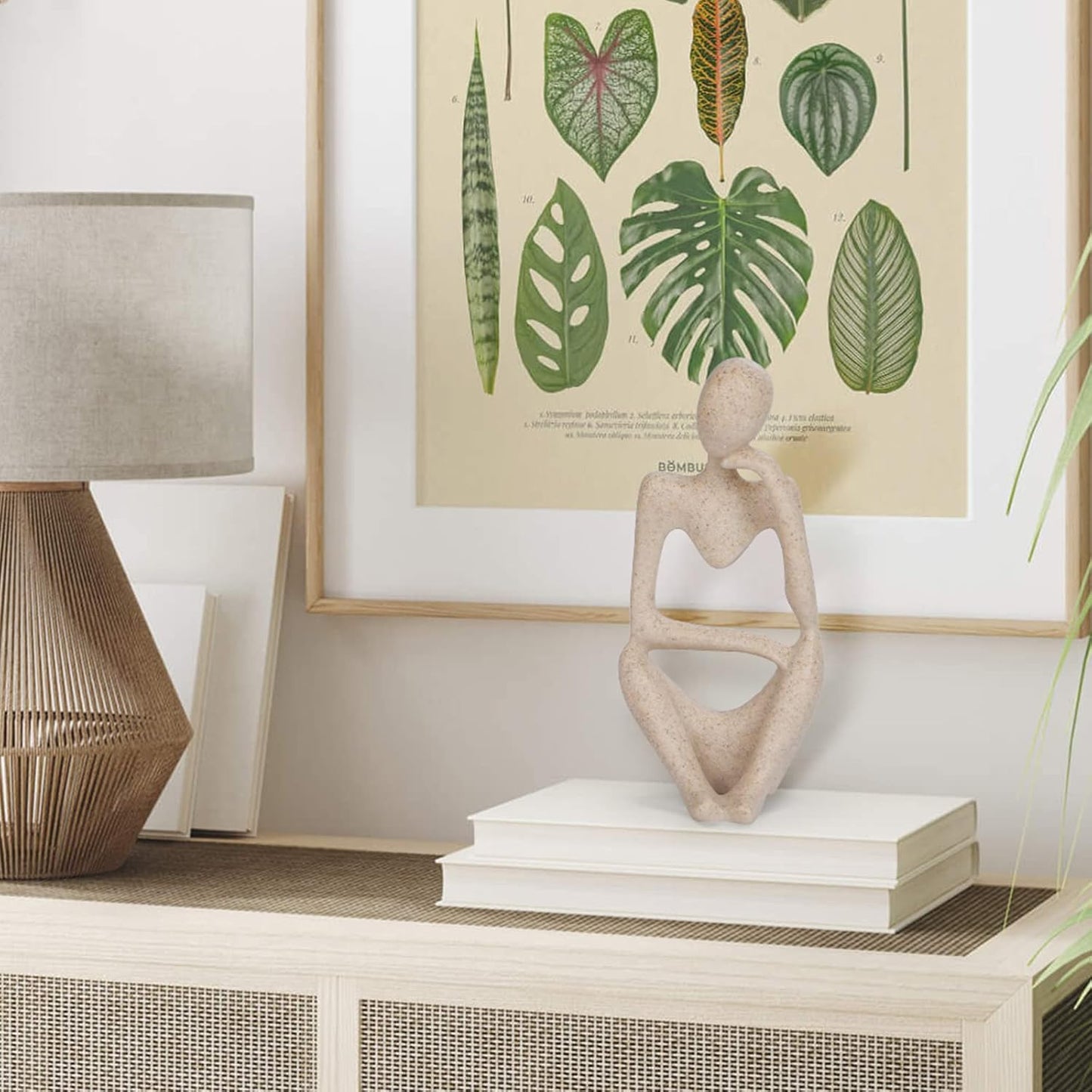INNOLITES Boho Decor Thinker Statue Abstract Art Sculpture, Sandstone Resin Collectible Figurines for Home Living Room Office Shelf Decoration (Sandstone,Right)