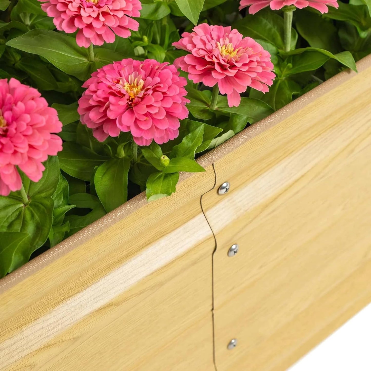 Vego garden 17" Tall 10 in 1 Novel Modular Raised Garden Bed Kit, Metal Planter Box for Vegetables Flowers Herbs, Included 2 in 1 Wrench & Magnetic Plant Tags, Sunlit Oak