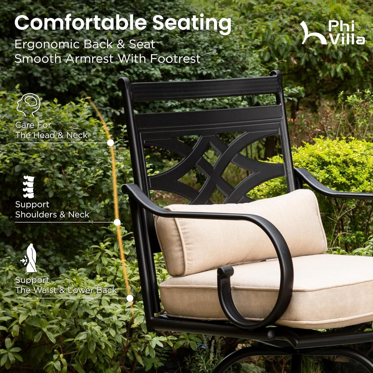 PHI VILLA 5 Pieces Patio Bar Set,Outdoor Bar Table and Chairs Set, Strong and Heavy Duty Outdoor Bar Set with Cushion and Pillow,4PCS Swivel Bar Stools with Square Bar Height Table(Style B)