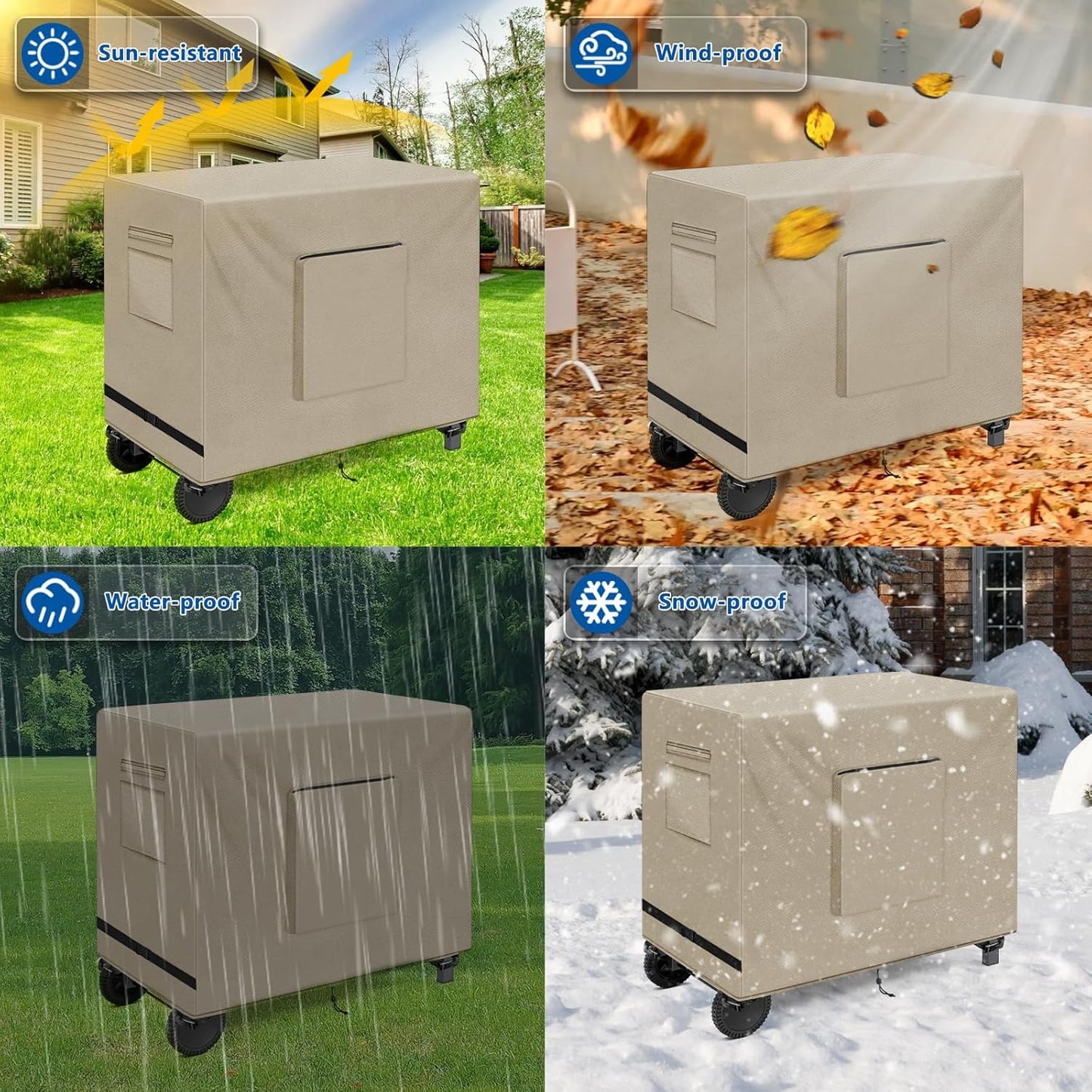 SIRUITON Outdoor Bar Cart Cover for 40 Inch BBQ Food Prep Table, Heavy Duty 600D Oxford Fabric Outdoor Dining Cart/BBQ/Worktable Metal Movable Table Waterproof Cover