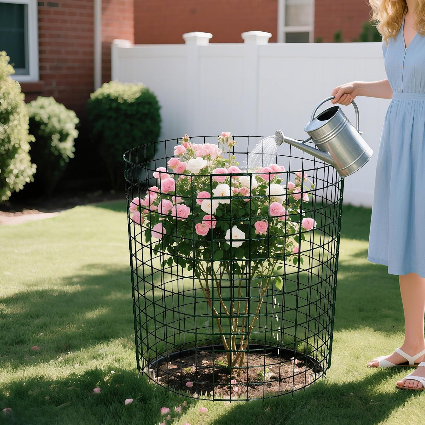 8pcs Plant Protectors from Animals, 24"x 12" Wire Plant Protector, Wire Cages for Plants with Stakes and Cable Ties, Metal Plant Cages for Plants, Vegetables, Flowers