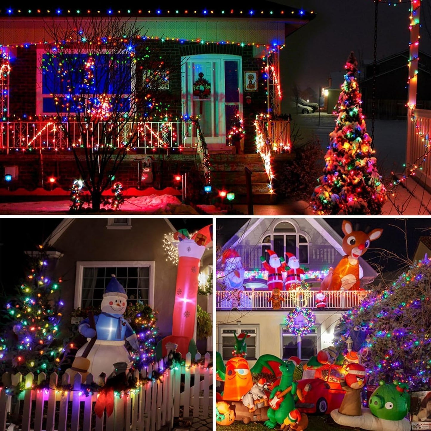 Solar Christmas Lights, Super Bright 270FT 480 LED Solar Lights String with 8 Lighting Modes, Outdoor Waterproof Green Wire Solar Mini Twinkle Light for Xmas Garden Decorations (Multi-Colored)