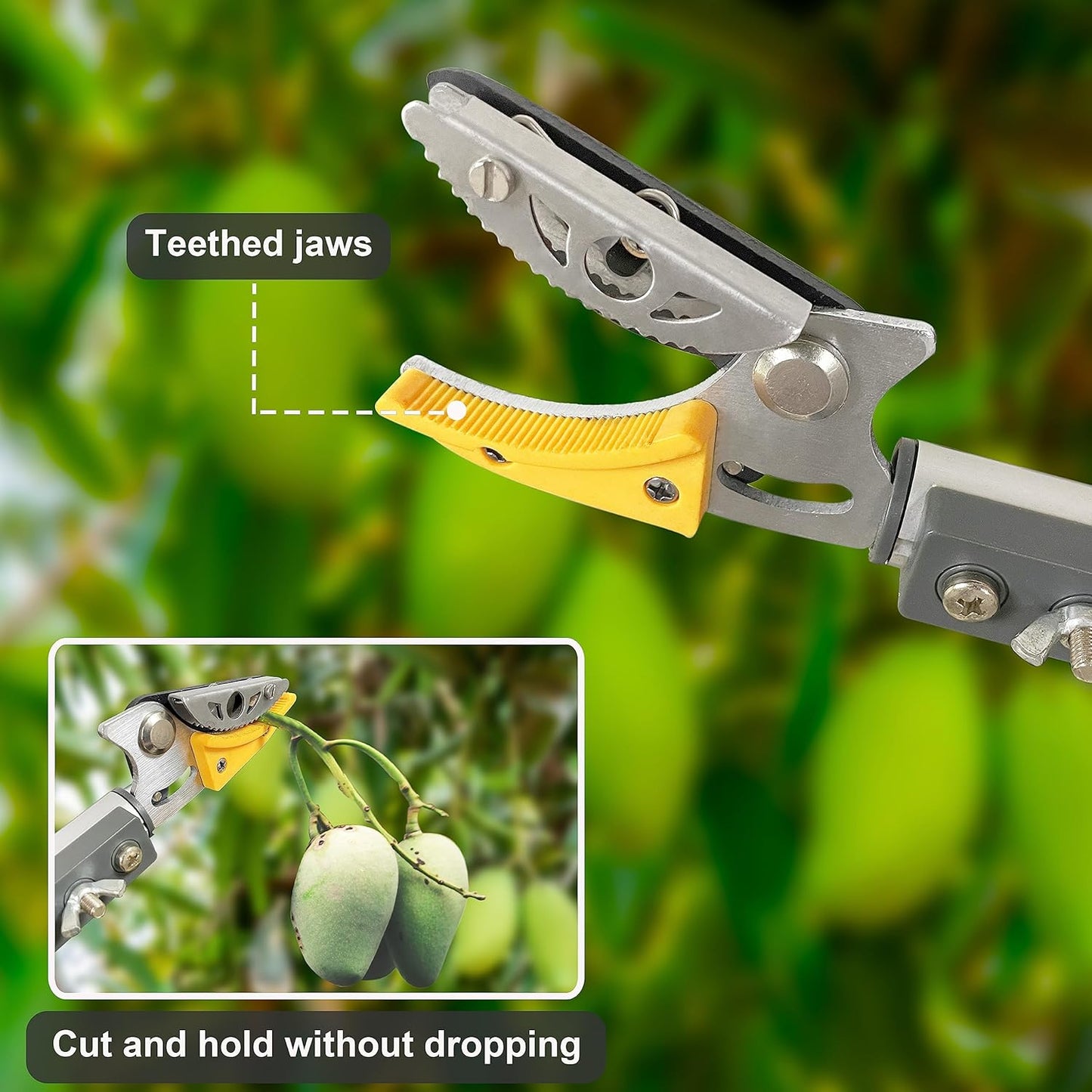 Telescopic Tree Trimmer 4.5-10 FT with 3 Section Length Adjustable, Cut and Hold Pruner, Pole Saw Extendable, Long Handle Fruit Picker, Branch Cutter, Clippers, Loppers