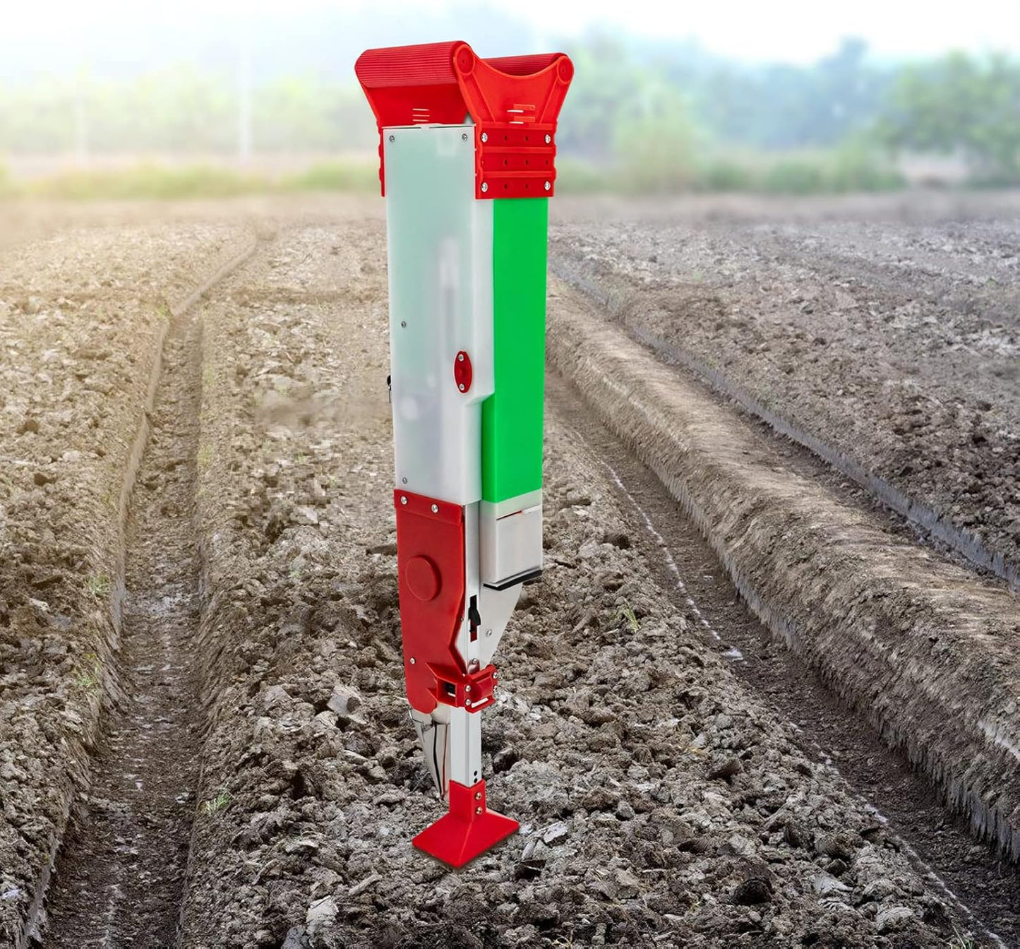 Stand-Up Manual Seeder, Adjustable Depth & Height Hand Planter Precision Sower Seed Dispenser Small Seed Distributing Tool with Interchangeable Mold for Corn Soybean Peanut Garden Planting