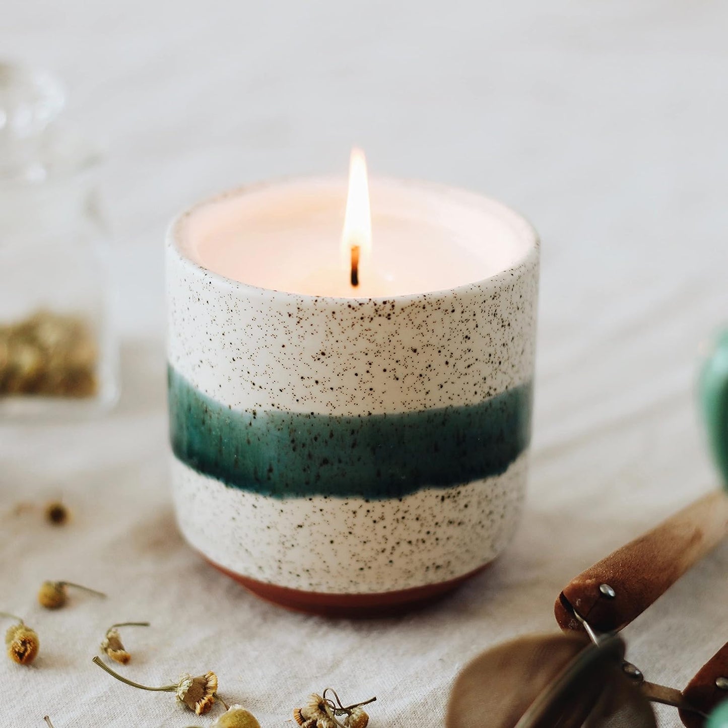 The Growing Candle, Mint & Eucalyptus Scented, 8.5oz Ceramic Pot, Aromatherapy Candles, 100% Soy, Edith