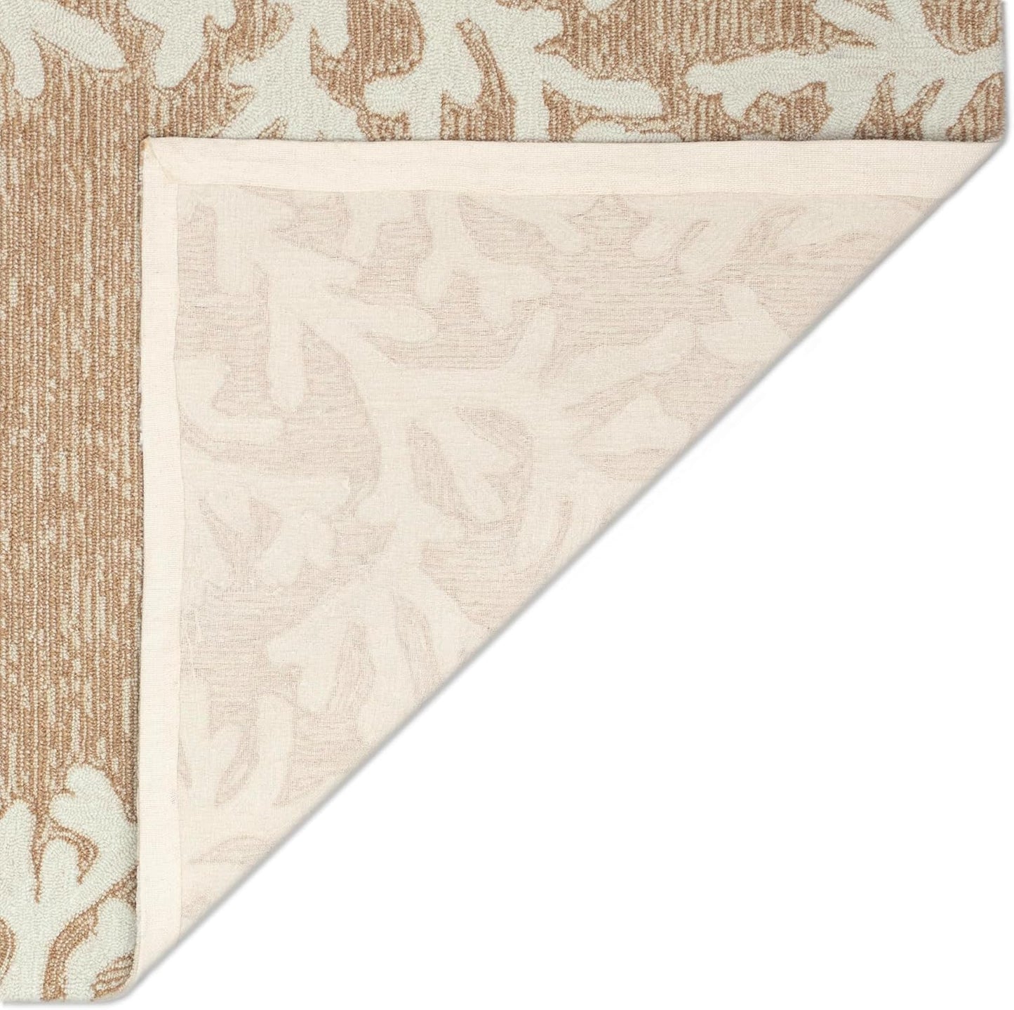 Liora Manne CAPRI Indoor/Outdoor Handmade Synthetic Blend Durable Area Rug - Traditional Border Coastal Beach Accent (Coral Border Neutral) (2' x 8')