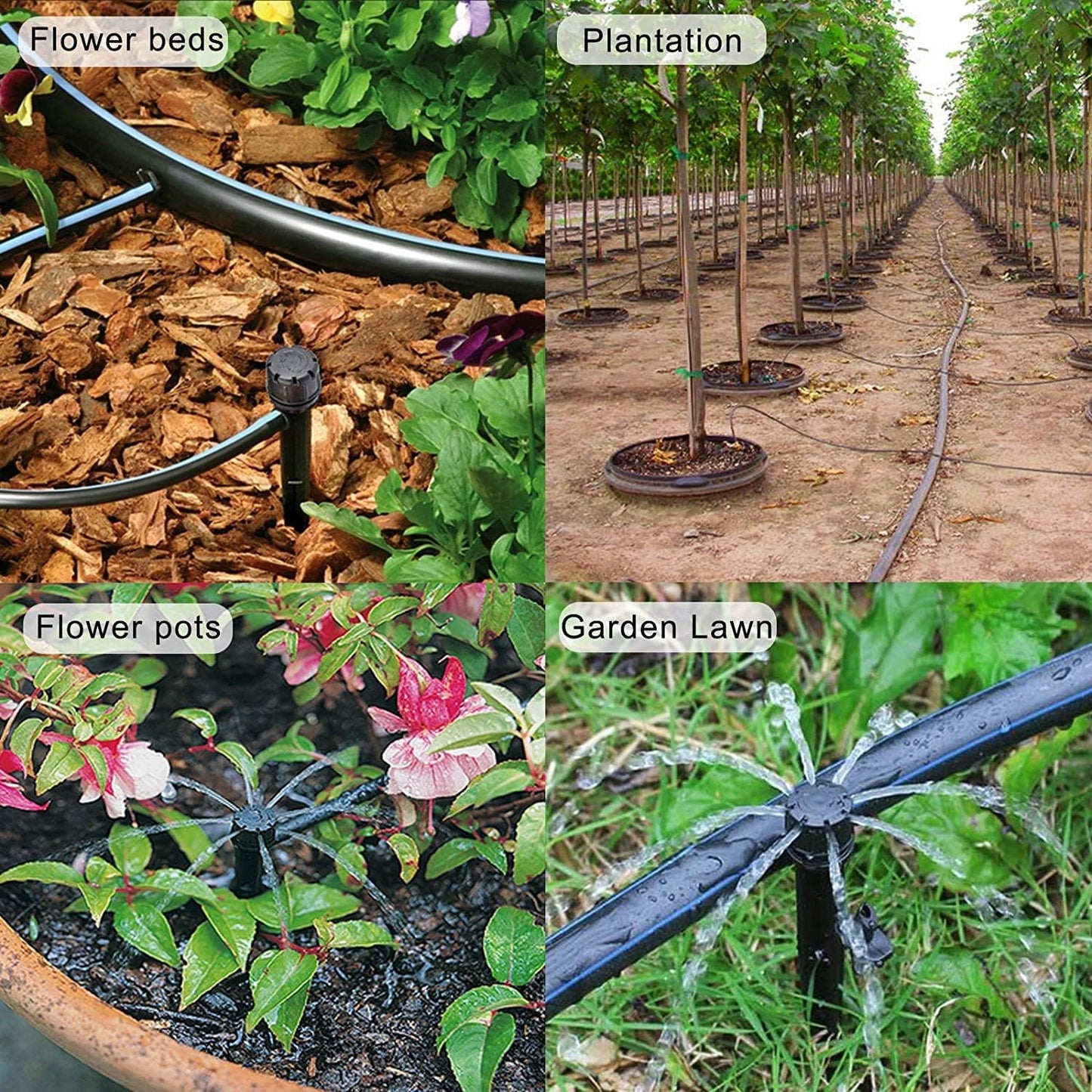 25 Pcs Drip Irrigation Emitters, Adjustable Flow 0-18 GPH Irrigation Drippers with Stake, 360 Degree Flow Sprinkler Head, Micro Sprinkler for Garden Patio Lawn Flower Bed