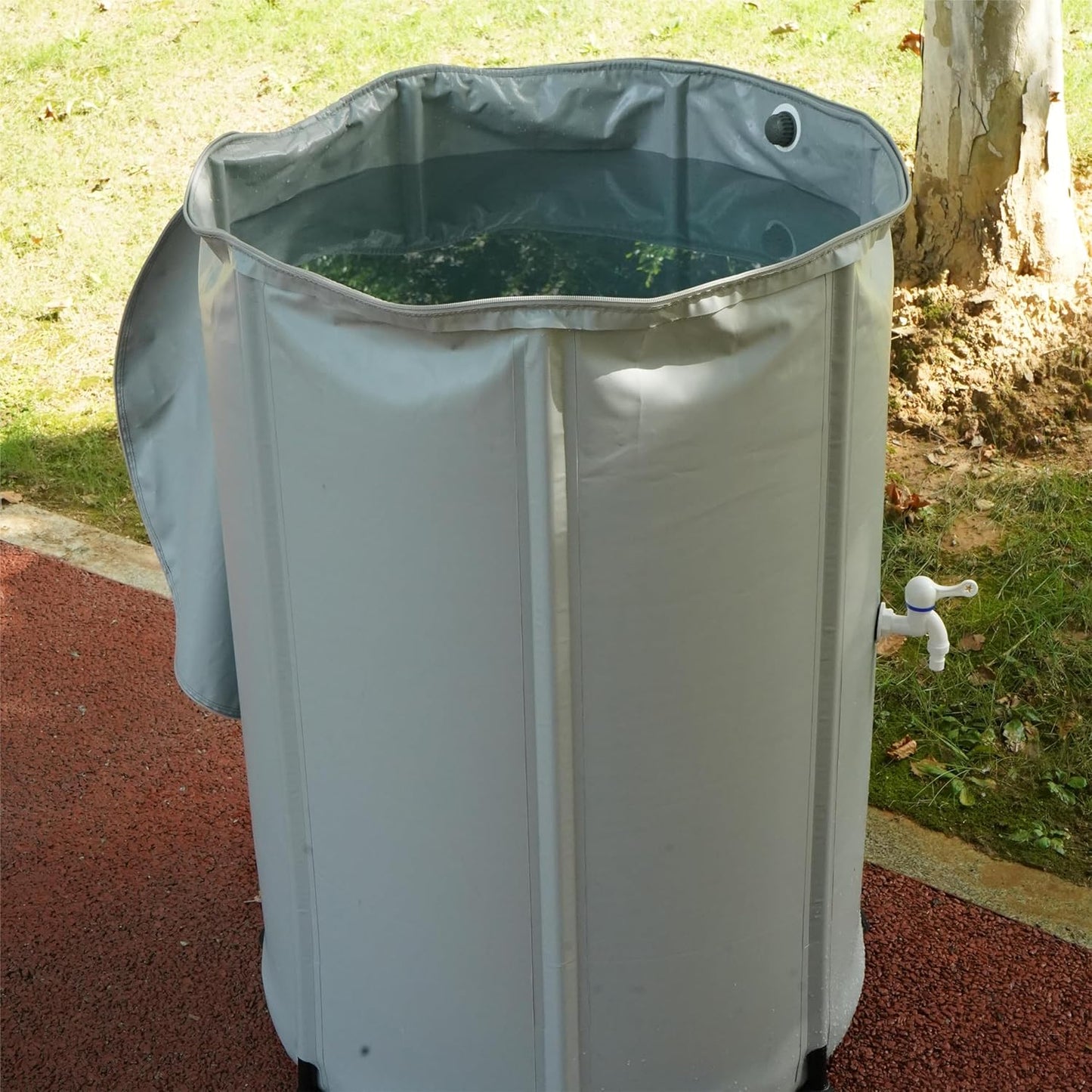 lukar 100 Gallon Collapsible Rain Water Collection Barrel, Foldable Rain Barrel to Collect Rainwater, Portable Rainwater Collection System with Filter, Spigot, Overflow, Teflon Tape, Fixed Ring