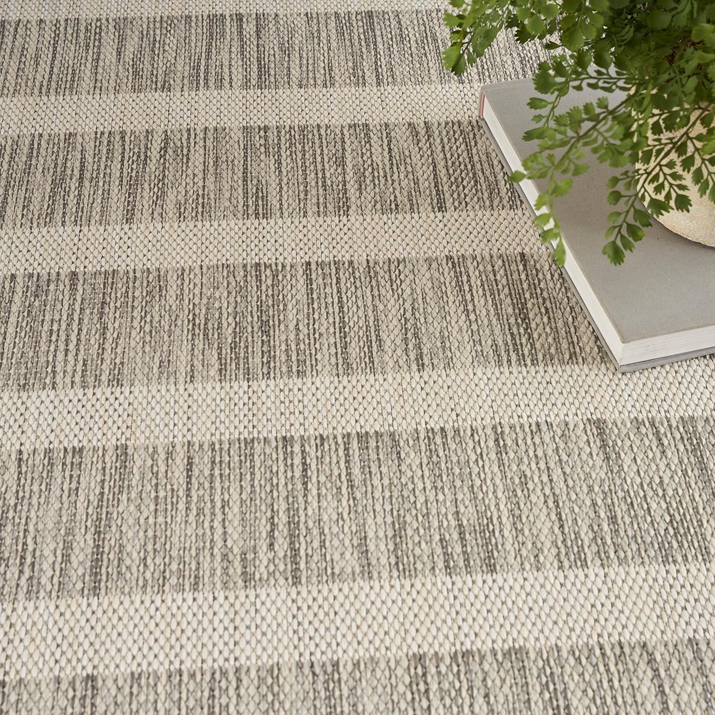 Nourison Home Positano Indoor/Outdoor Grey Ivory 5' x 7' Area Rug, Easy Cleaning, Non Shedding, Bed Room, Living Room, Dining Room, Deck, Backyard, Patio (5x7)