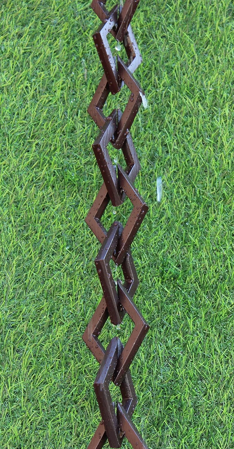 KAM Home Diamond Links Rain Chain with Installation Kit (Brown, 12)