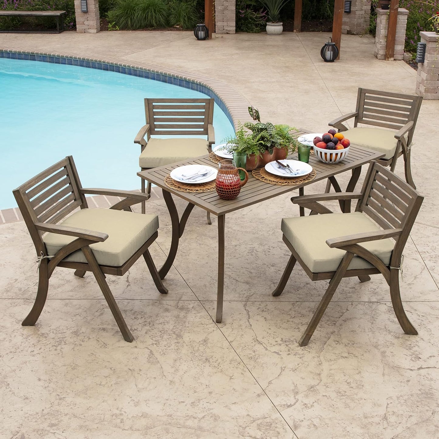 Arden Seat Cushion, 21 x 21, Rain-Proof, Fade Resistant, Cushion for Patio Dining, Adirondack, and Outdoor Chairs Tan Leala