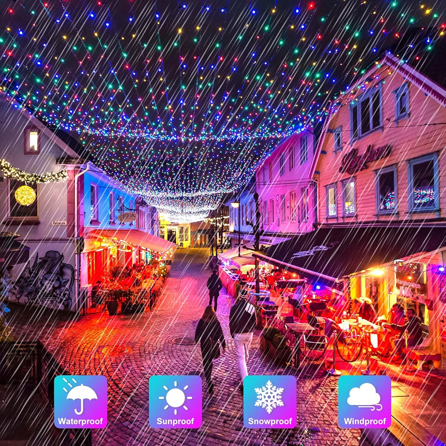 Extra-Long 288FT 800LED Solar Fairy String Lights, 4-Pack 72FT 200 LED Outdoor Twinkle Lights Waterproof, 8 Lighting Modes, Multicolor Silver Wire Lights for Deck Backyard Tree Garden Fence Pool Party