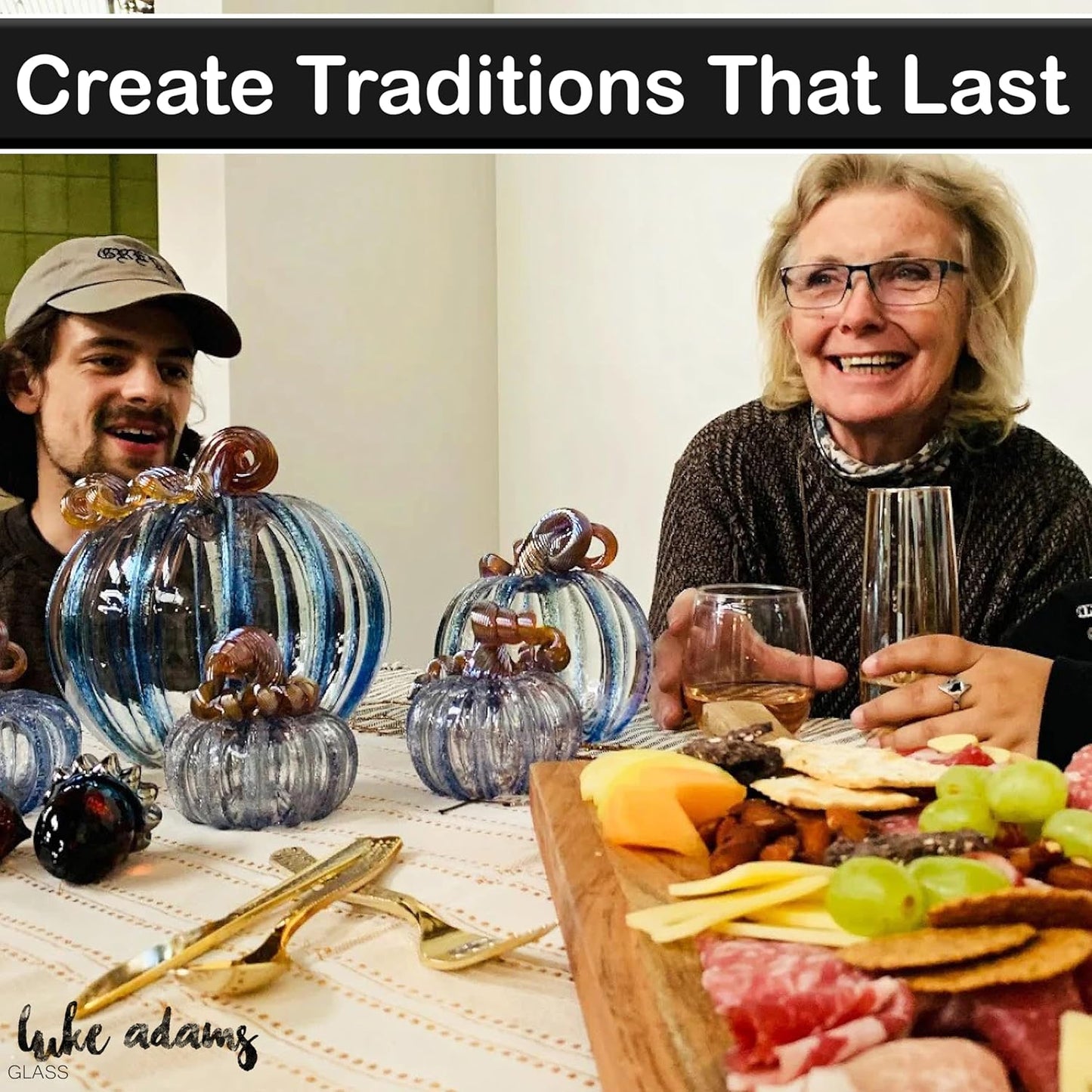 Luke Adams Glass | Handmade Glass Pumpkins | Handmade Table Top Home Decor (Squat, Harvest)