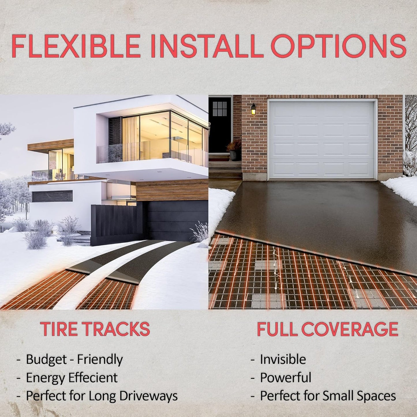 Electric Snow and Ice Melting Underground Cable 251 feet, Covers 83 sqft at up to 38 Watts/sqft, 240V – Radiant Heated Driveways, Walkways, Stairs – Installs Under Concrete, Asphalt, or Pavers