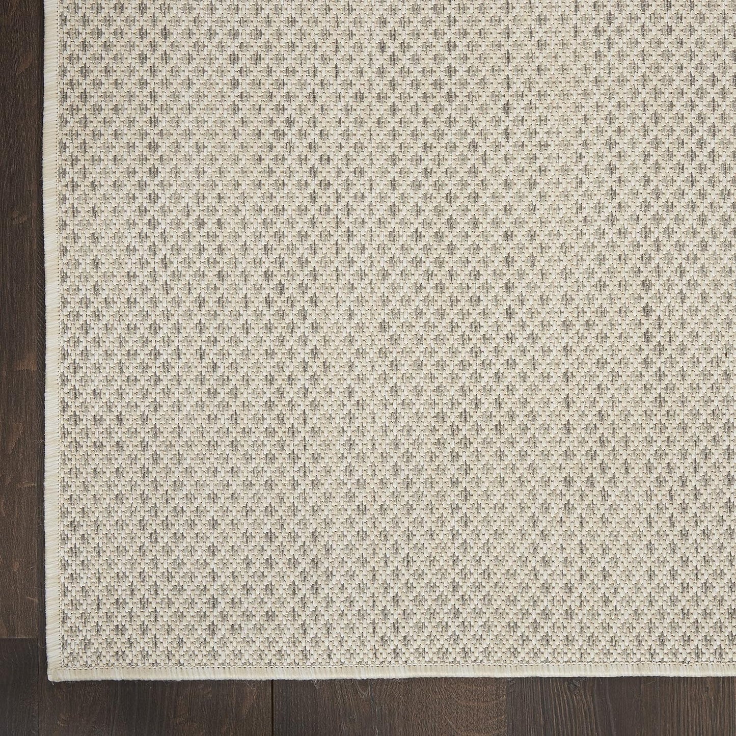 Nourison Home Courtyard Indoor/Outdoor Ivory Silver 7' x 10' Area Rug, Geometric, Easy Cleaning, Non Shedding, Bed Room, Living Room, Dining Room, Deck, Patio, Backyard (7x10)