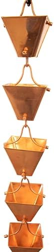 Nutshell Stores Medium Square Cups Rain Chain - Copper - 13 Feet