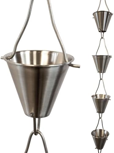 Nutshell Stores Steel Cups Rain Chain - Stainless Steel - 8 Feet