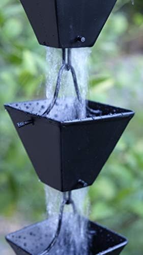 Nutshell Stores Medium Square Cups Rain Chain - Black - 8 Feet