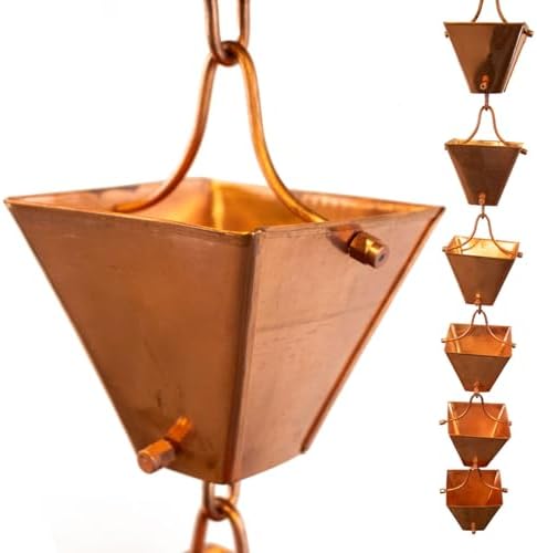 Nutshell Stores Medium Square Cups Rain Chain - Copper - 14 Feet