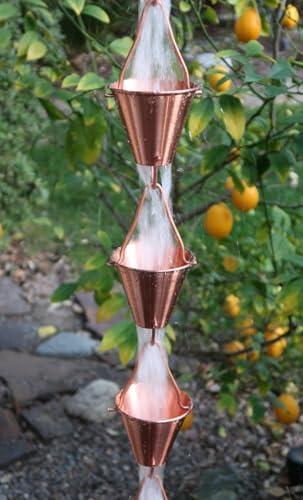 Nutshell Stores Steel Cups Rain Chain - Copper Plated - 10 Feet