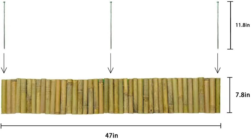 Bamboo Short Fence Outdoor Landscape Edging Flexible Decorative Border 7.8'' H x 47'' L