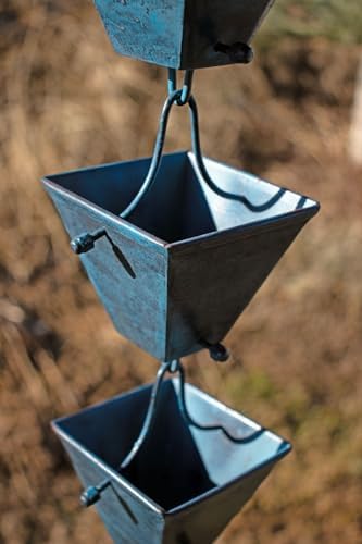Nutshell Stores Medium Square Cups Rain Chain - Patina - 9 Feet