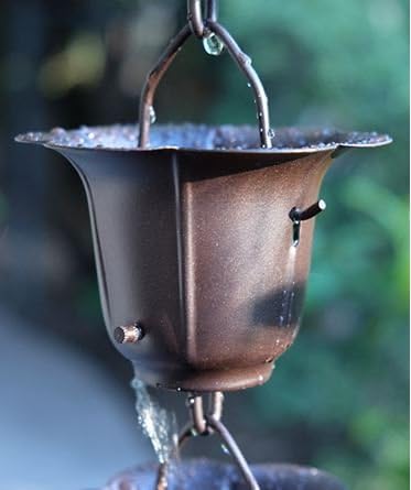 Nutshell Stores Flower Cups Rain Chain - Bronze - 8 Feet