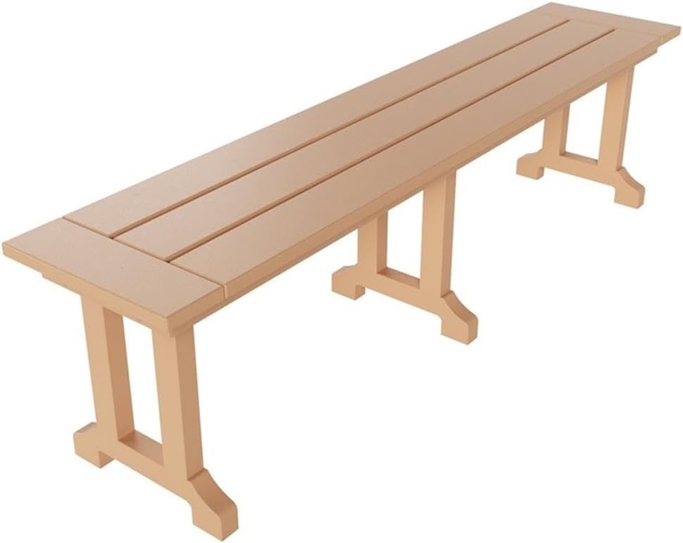 Outdoor Benches Weatherproof, Park Long Bench Poly Lumber Backless for Entryway Front Porch Garden Bench Seat for Patio, Teak