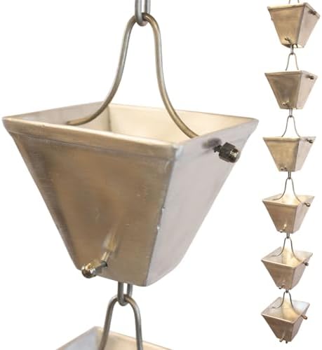 Nutshell Stores Medium Square Cups Rain Chain - Aluminum - 16 Feet