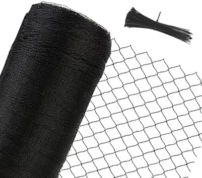 Junflying Bird Netting, 10x30 FT – 1/2" Mesh, Woven Black Netting for Garden Protection with Ties, Protects Vegetables, Fruit Trees, Blueberry Bushes & Strawberry Plants
