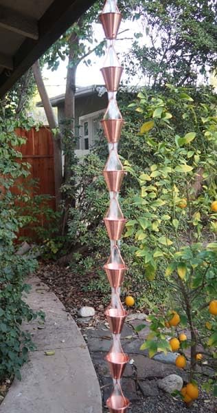 Nutshell Stores Steel Cups Rain Chain - Copper Plated - 8 Feet