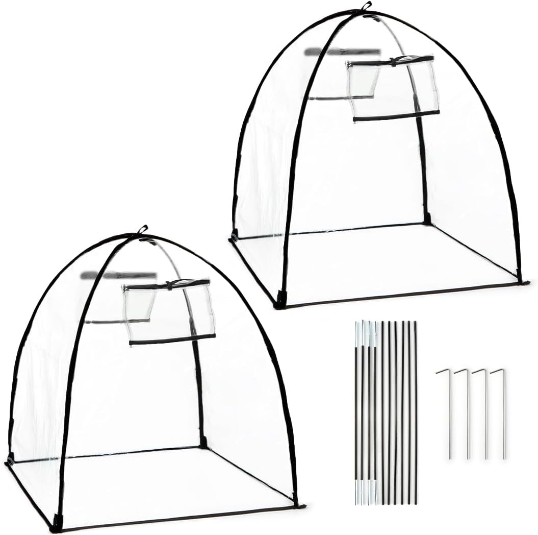 Plant Covers Freeze Protection, Clear Outdoor Garden Frost Cover, Plant Protectors from Animals, Garden cloches for Plants, Potted Fruit min Greenhouse(Transparent,2-Pack)