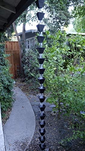 Nutshell Stores Medium Square Cups Rain Chain - Black - 9 Feet