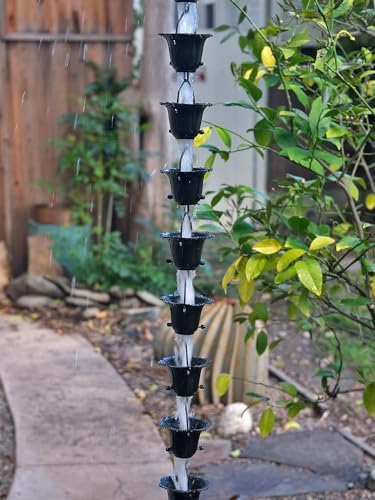 Nutshell Stores Flower Cups Rain Chain - Black - 11 Feet