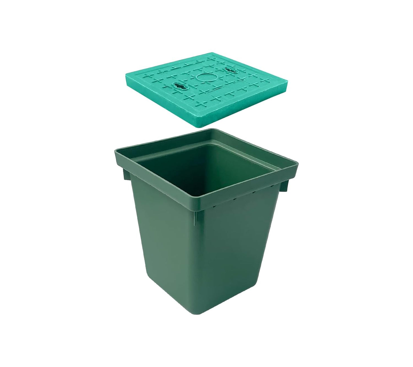 Underground Splice Box 12.5x12.5x14.3in Electrical Junction Boxes W/FRP Inspection Cover Deep Enclosure Pit Precast PE Pull Distribution Pit Access Drillable Tapered Cable Wiring Connection