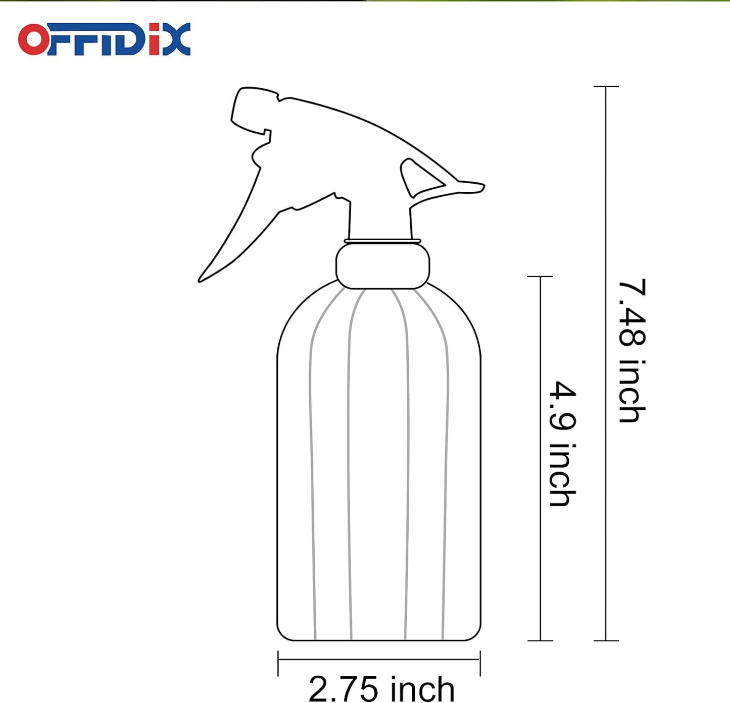 OFFIDIX Glass Spray Bottle, Fine Mist Plant Mister Handheld Pressure Spray Bottles,0.4L/13.5oz Watering Can with Adjustable Nozzle for Outdoor Indoor Gardening and Cleaning Work (Green)