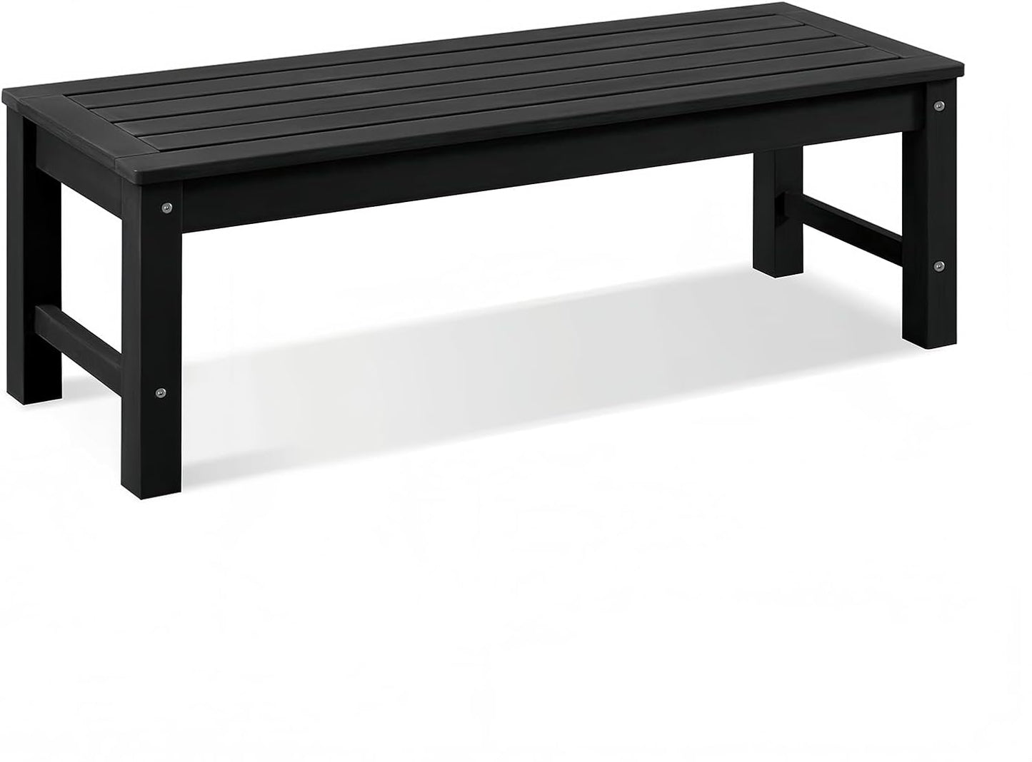 Psilvam Knight Bench, Two Person Outdoor Poly Lumber Patio Backless Bench, Weatherproof Garden Bench That Never Rot and Fade, Suit for Garden, Porch and Park (Black)
